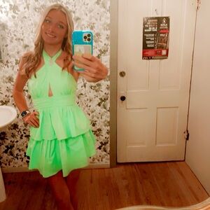 Vibrant Green Halter Dress